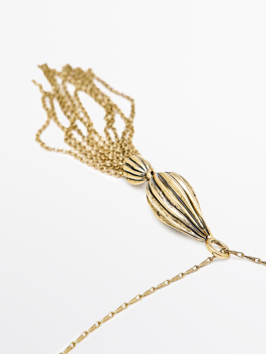 Long cocoa tassel pendant