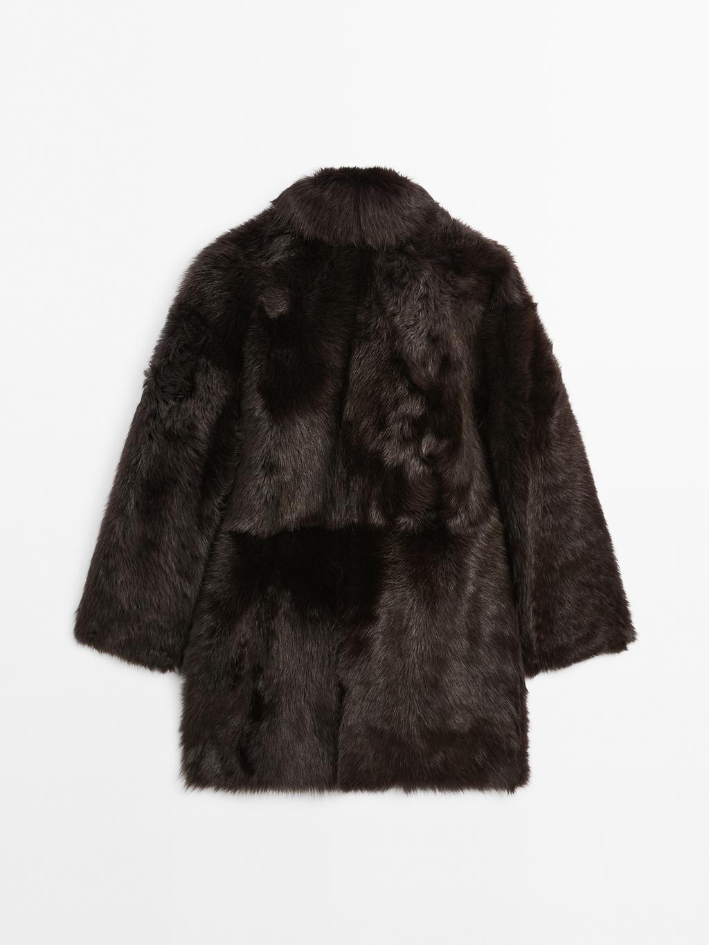 Long leather coat with fur