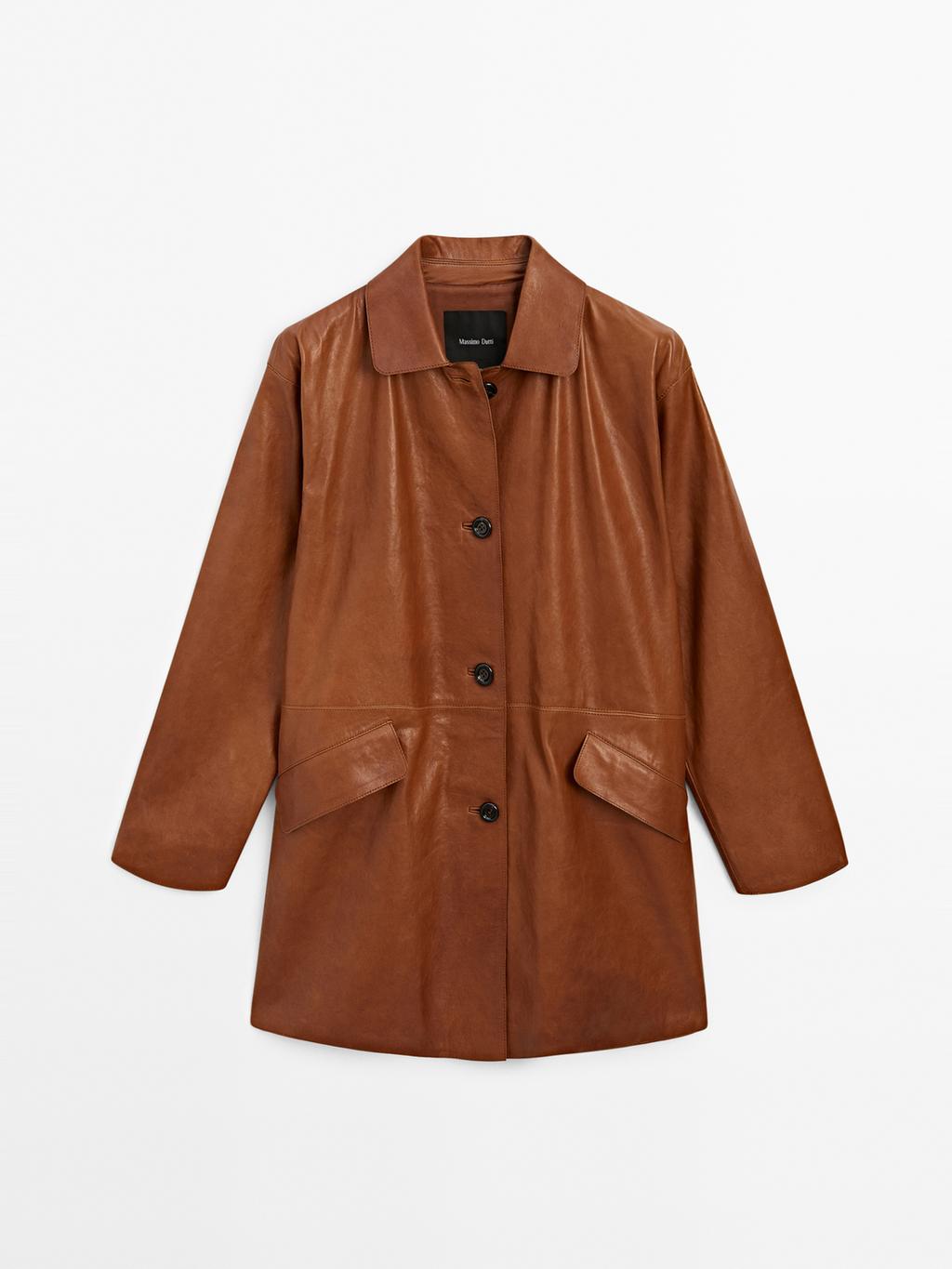 Long nappa leather coat