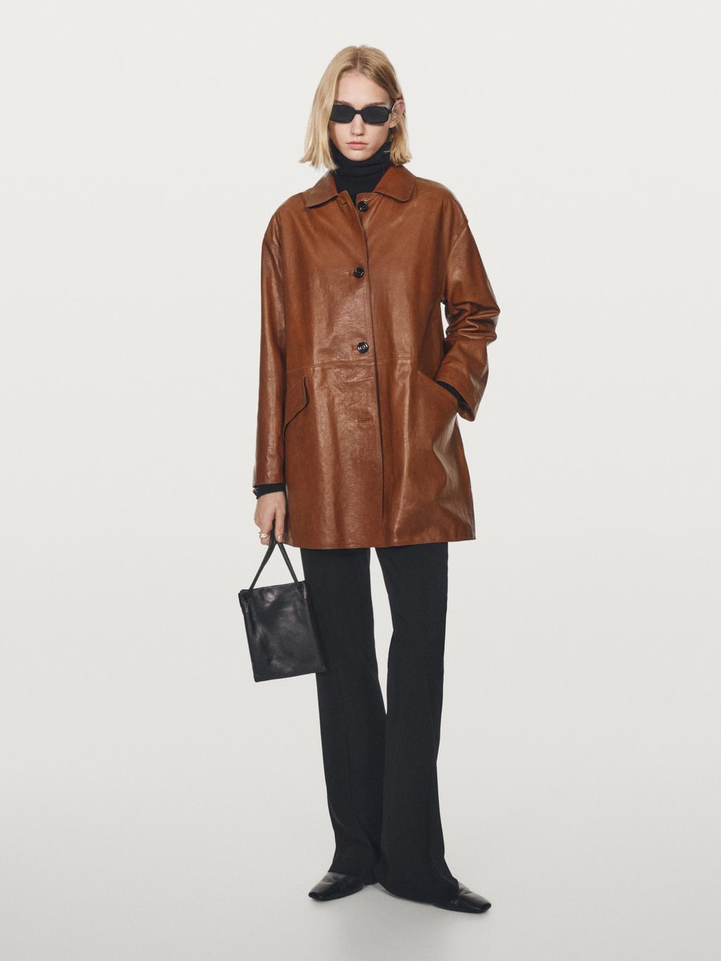 Long nappa leather coat