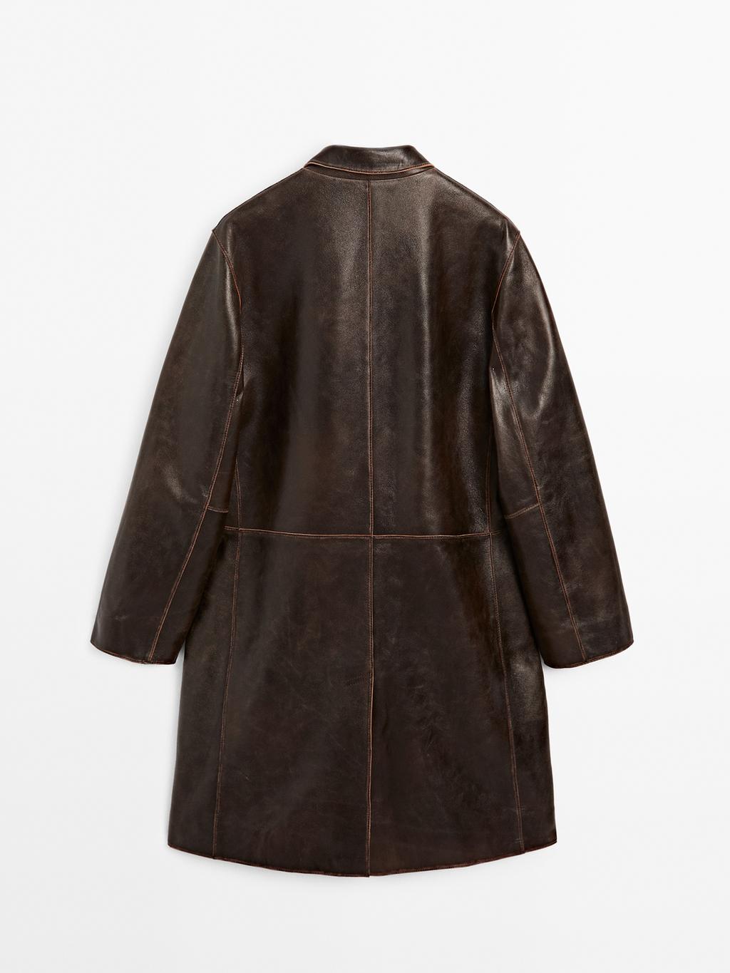 Distressed nappa leather coat