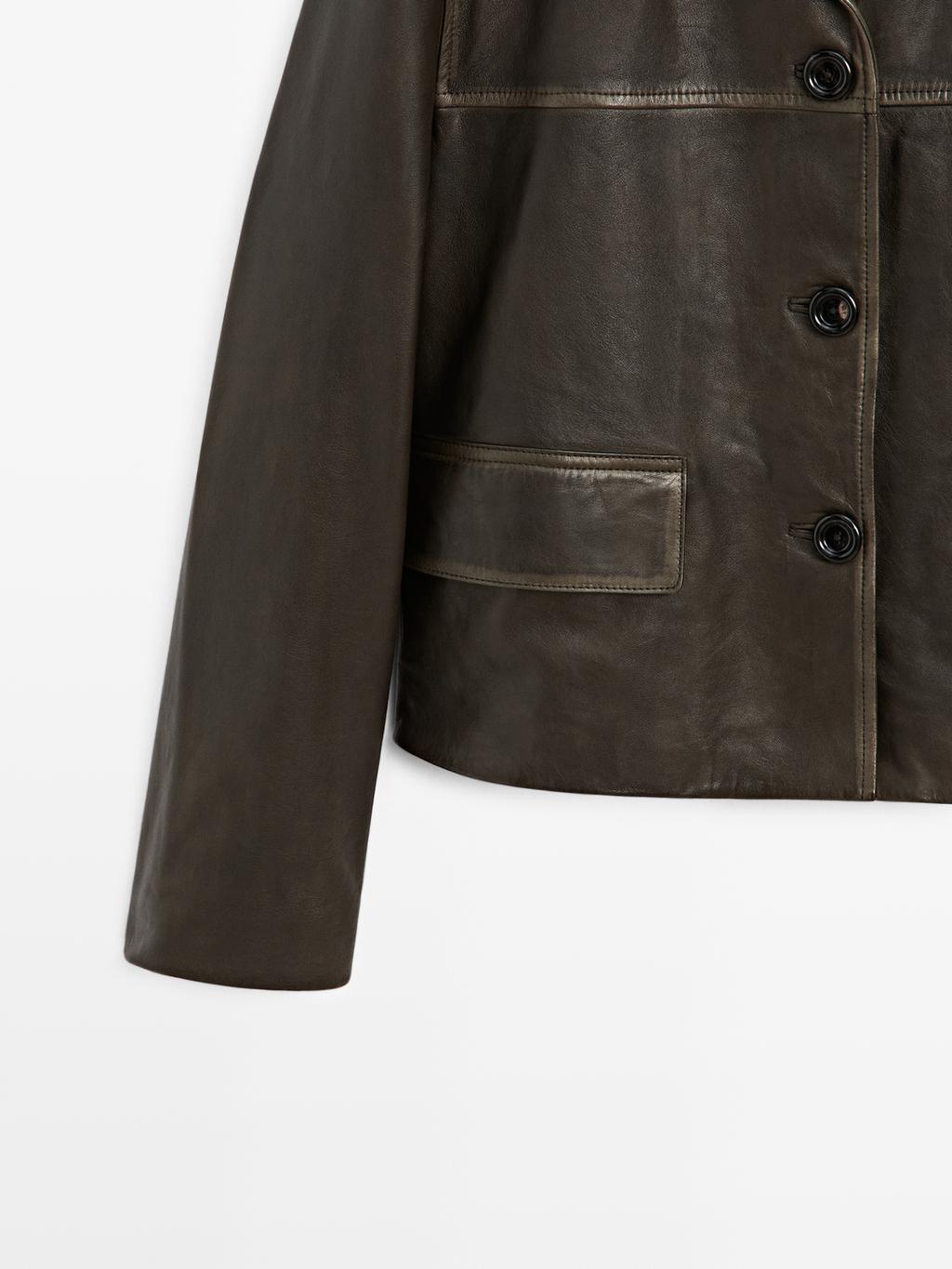 Nappa leather jacket with lapel collar