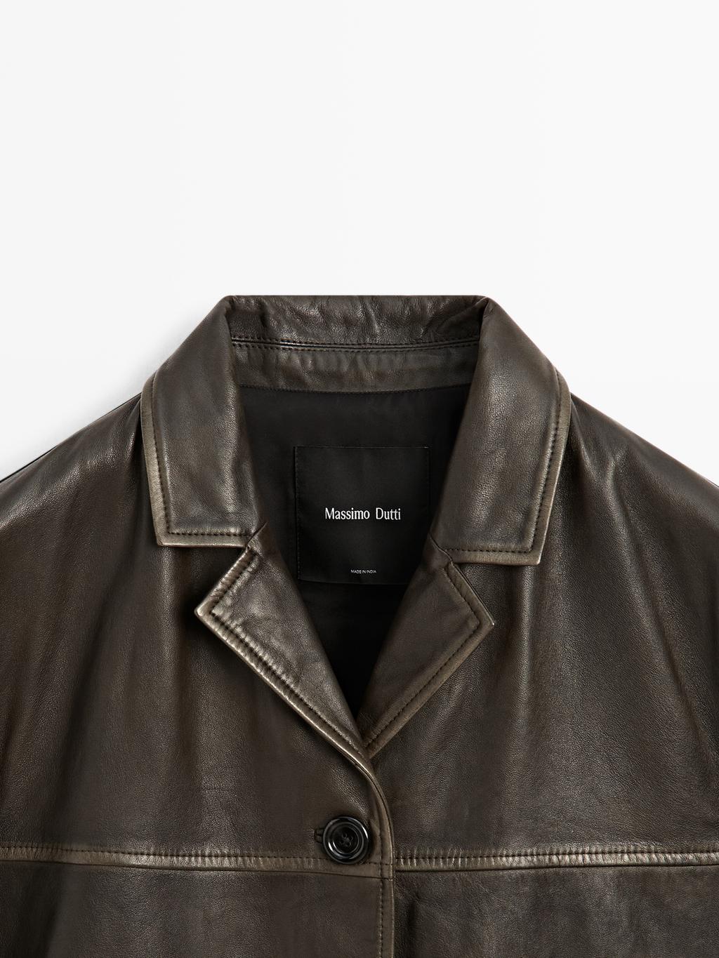 Nappa leather jacket with lapel collar
