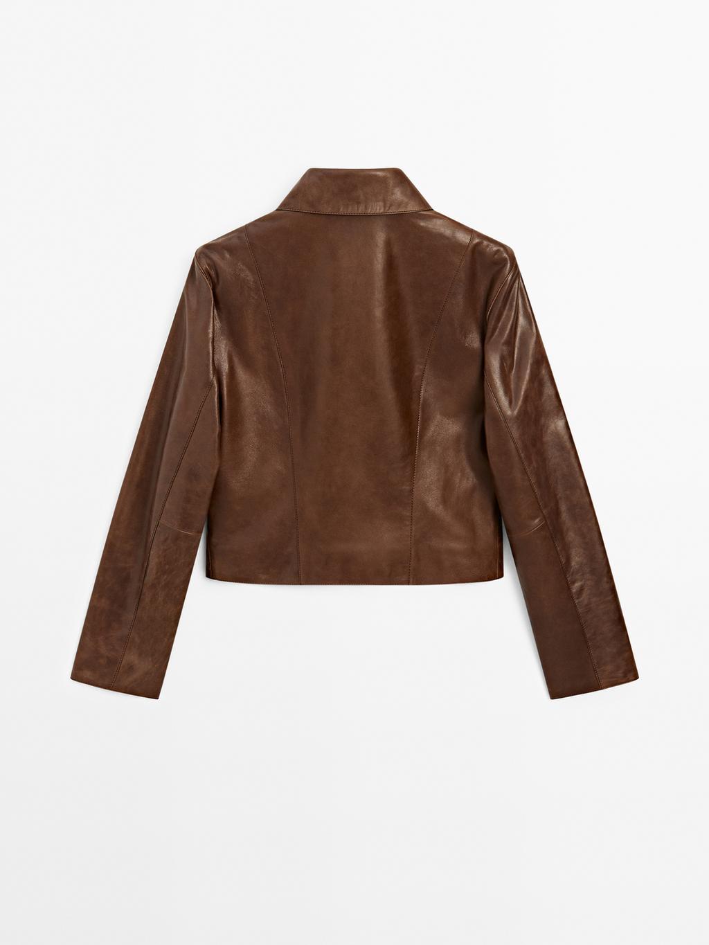 Short nappa leather jacket