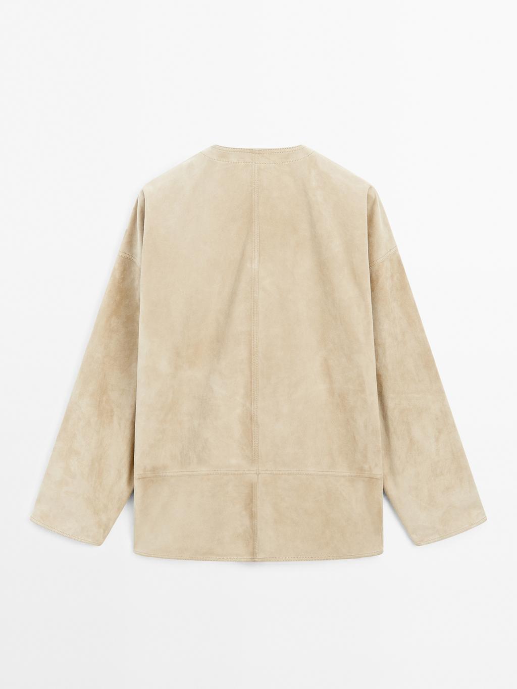 Wide suede leather blouse