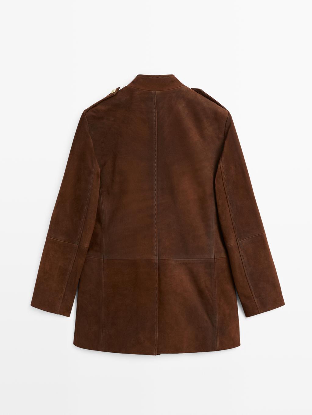 Nubuck leather safari jacket