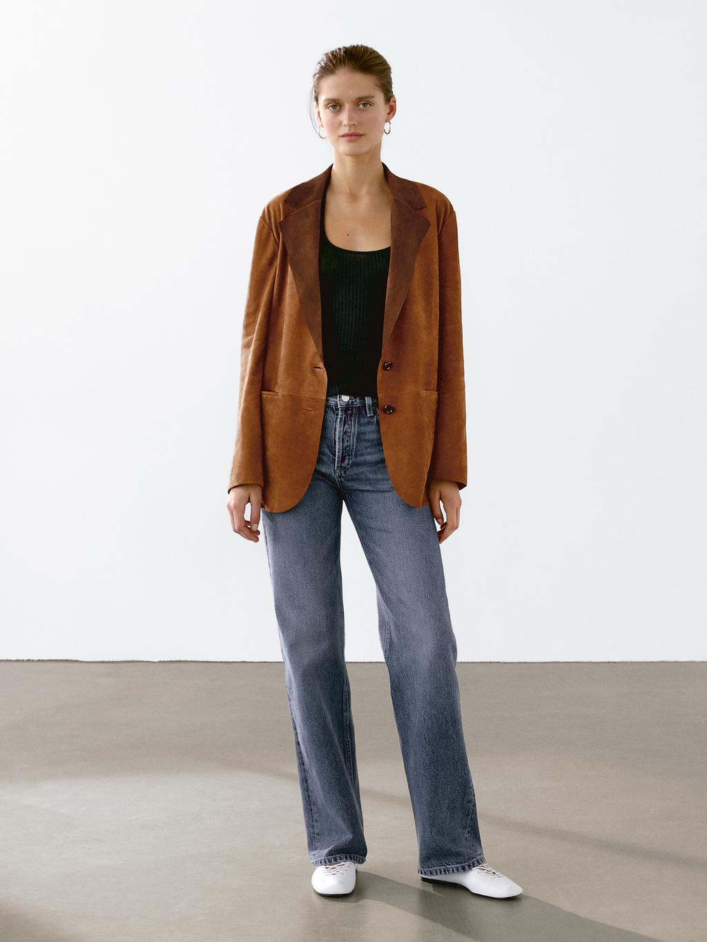 Flowing suede leather blazer