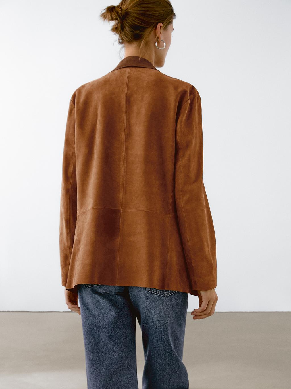 Flowing suede leather blazer