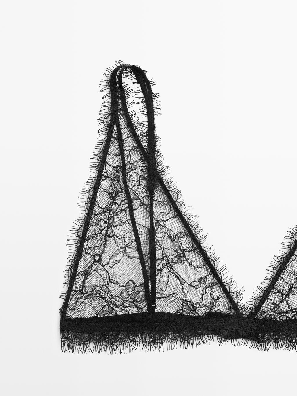 Lace bralette with frayed detail