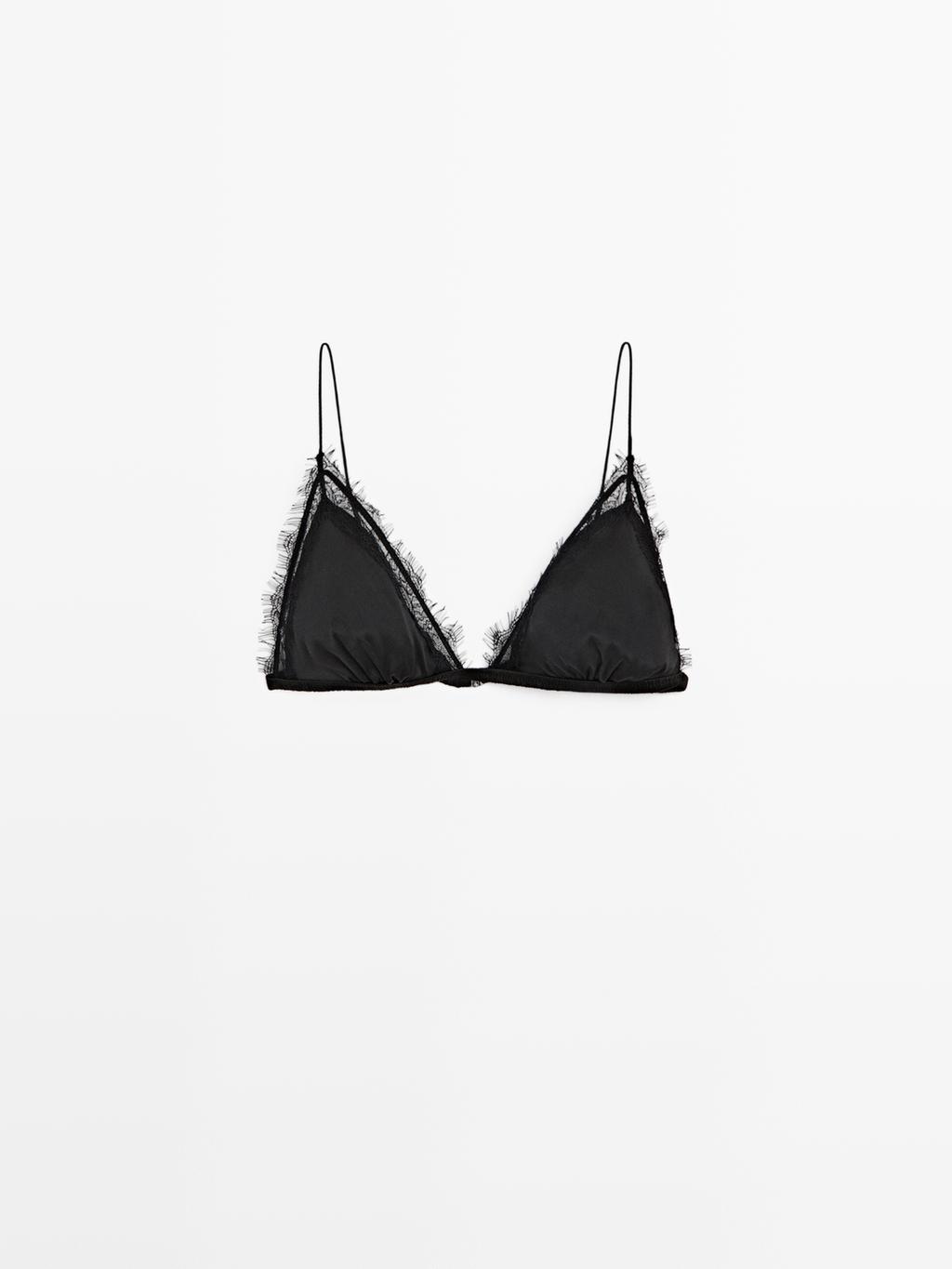 Silk blend top with lace detail