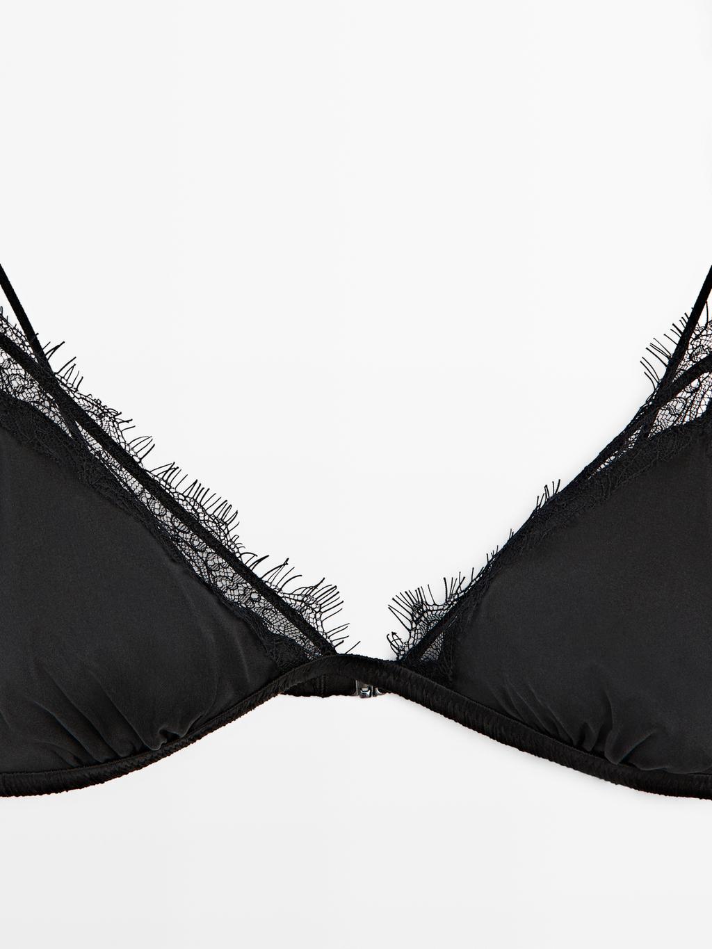 Silk blend top with lace detail