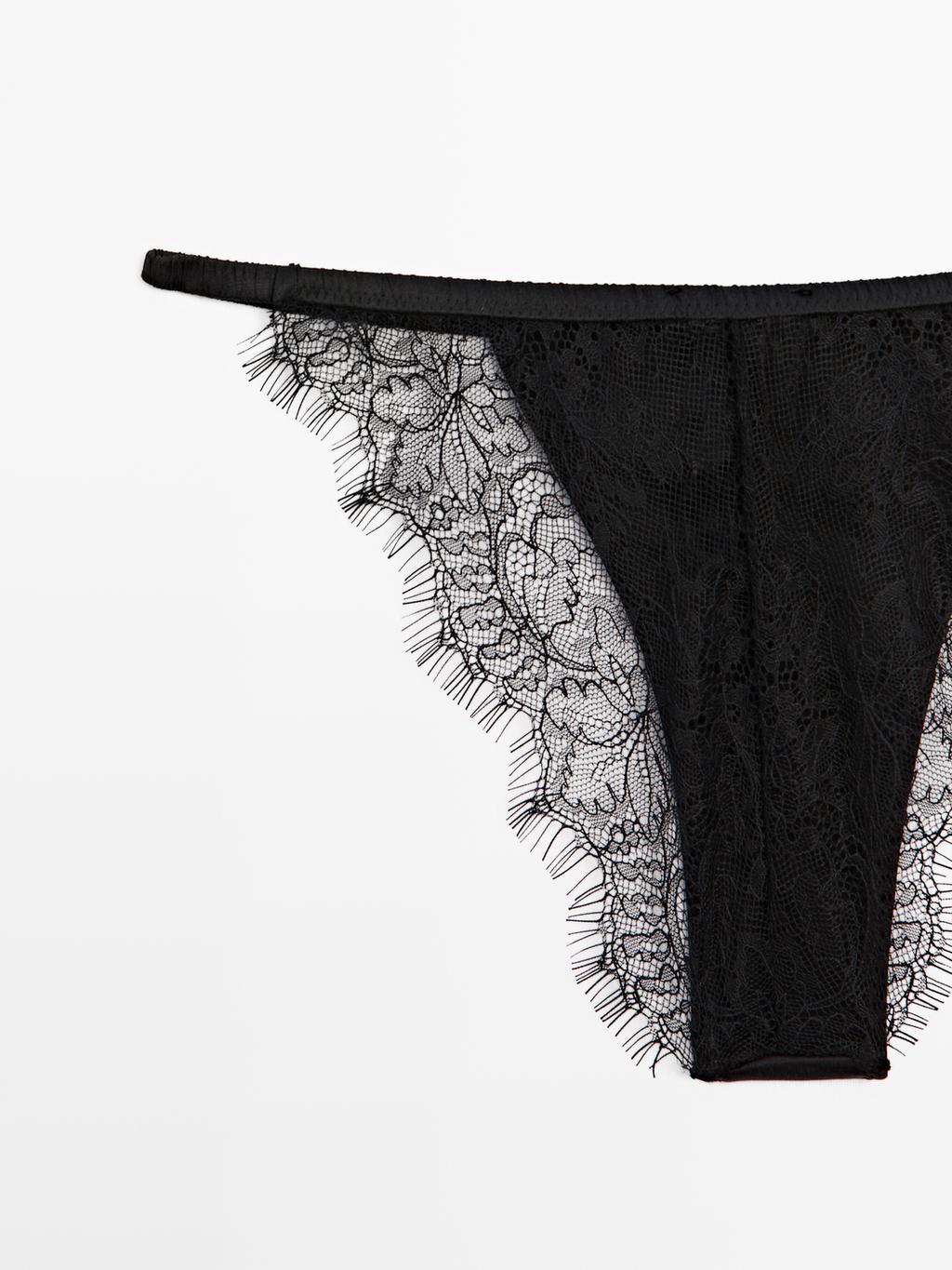 Silk blend briefs with lace detail
