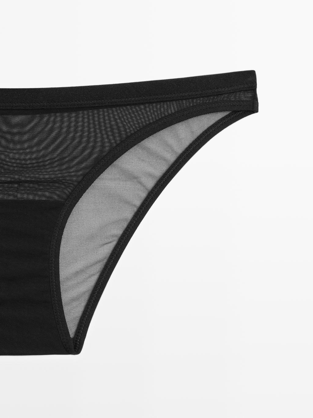 Semi-sheer mesh briefs