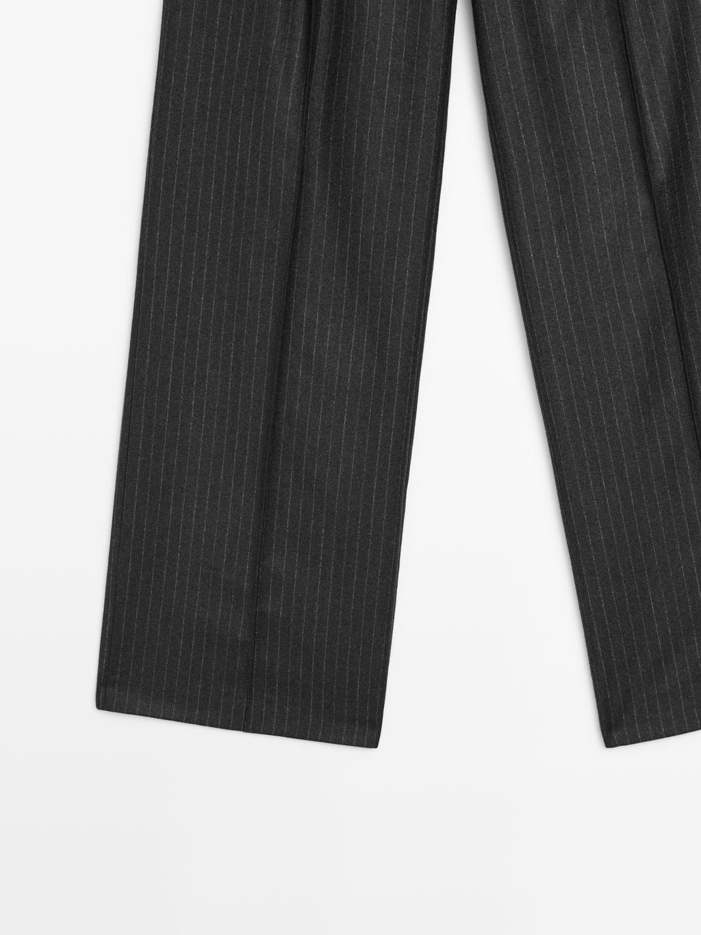 Darted pinstripe trousers