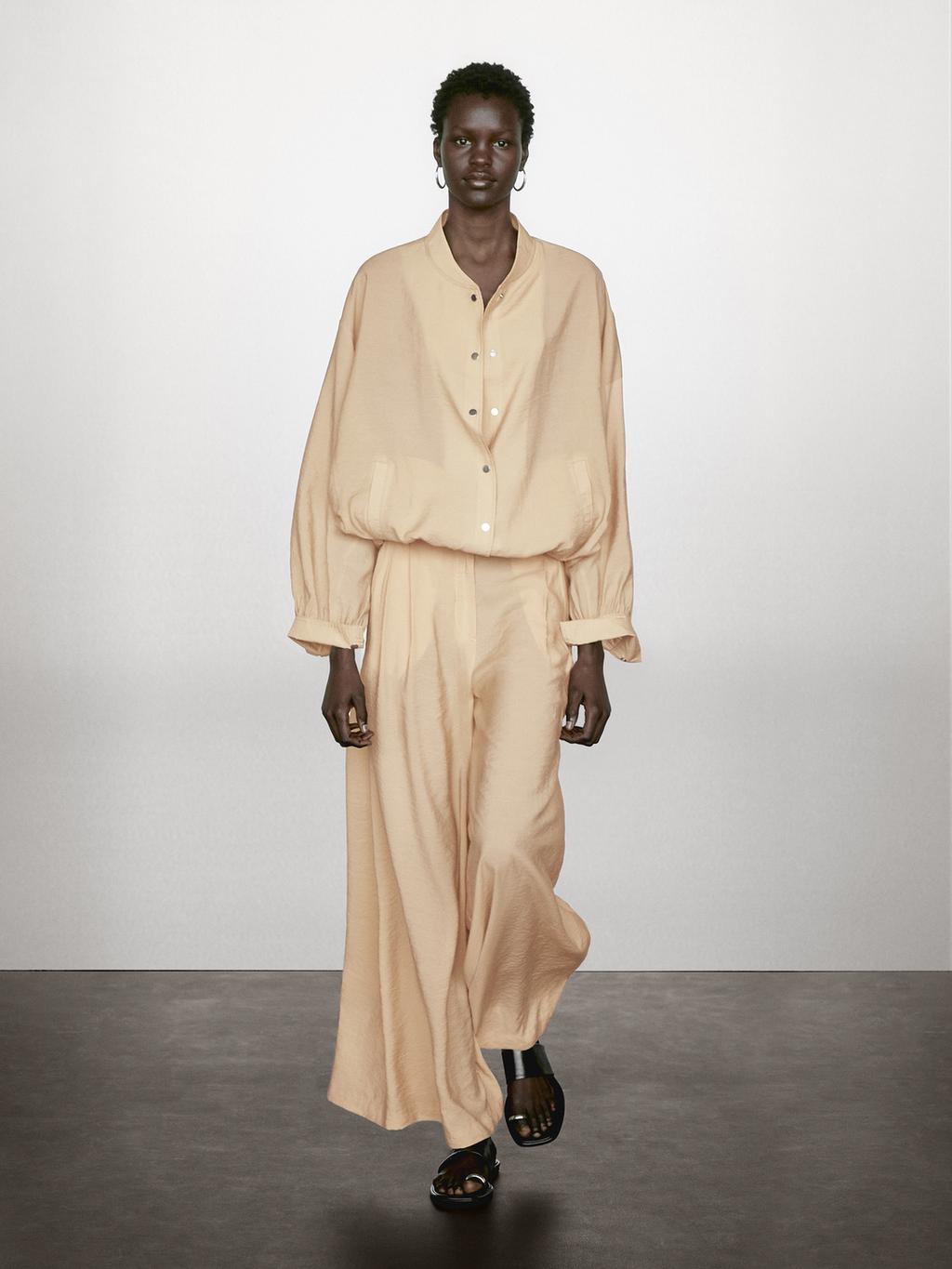 Darted palazzo trousers