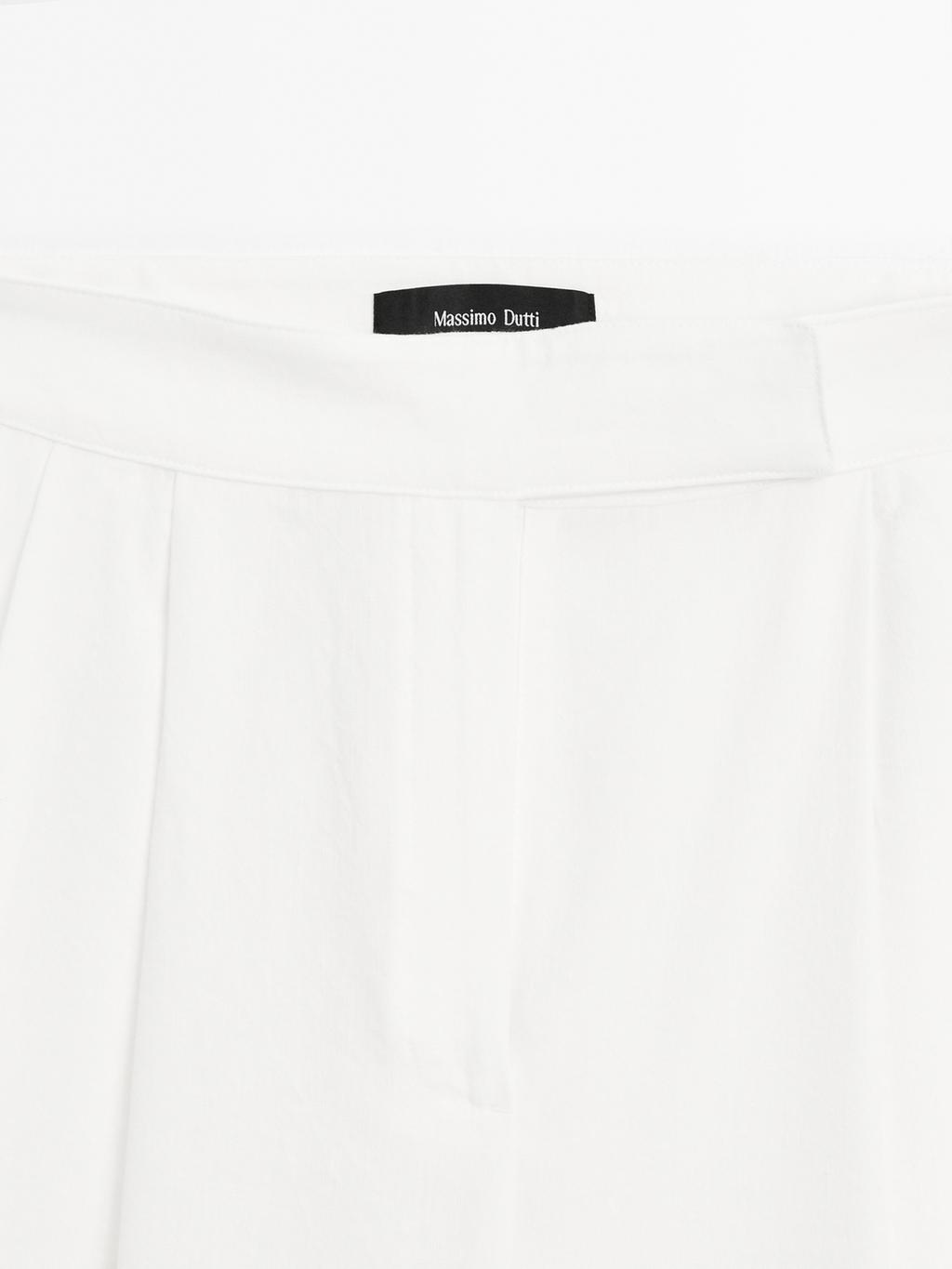 Linen blend darted palazzo trousers