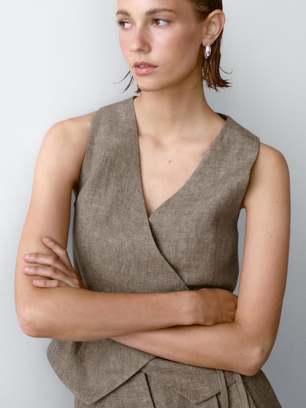 100% linen trousers with double darts