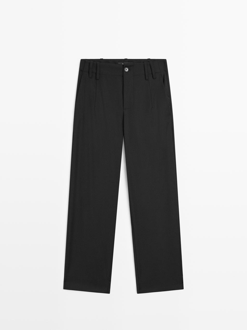 100% wool boyfriend fit trousers
