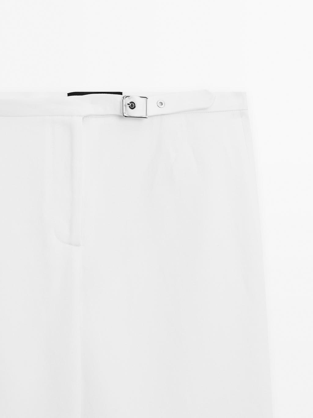 Straight-fit trousers with buckle detail