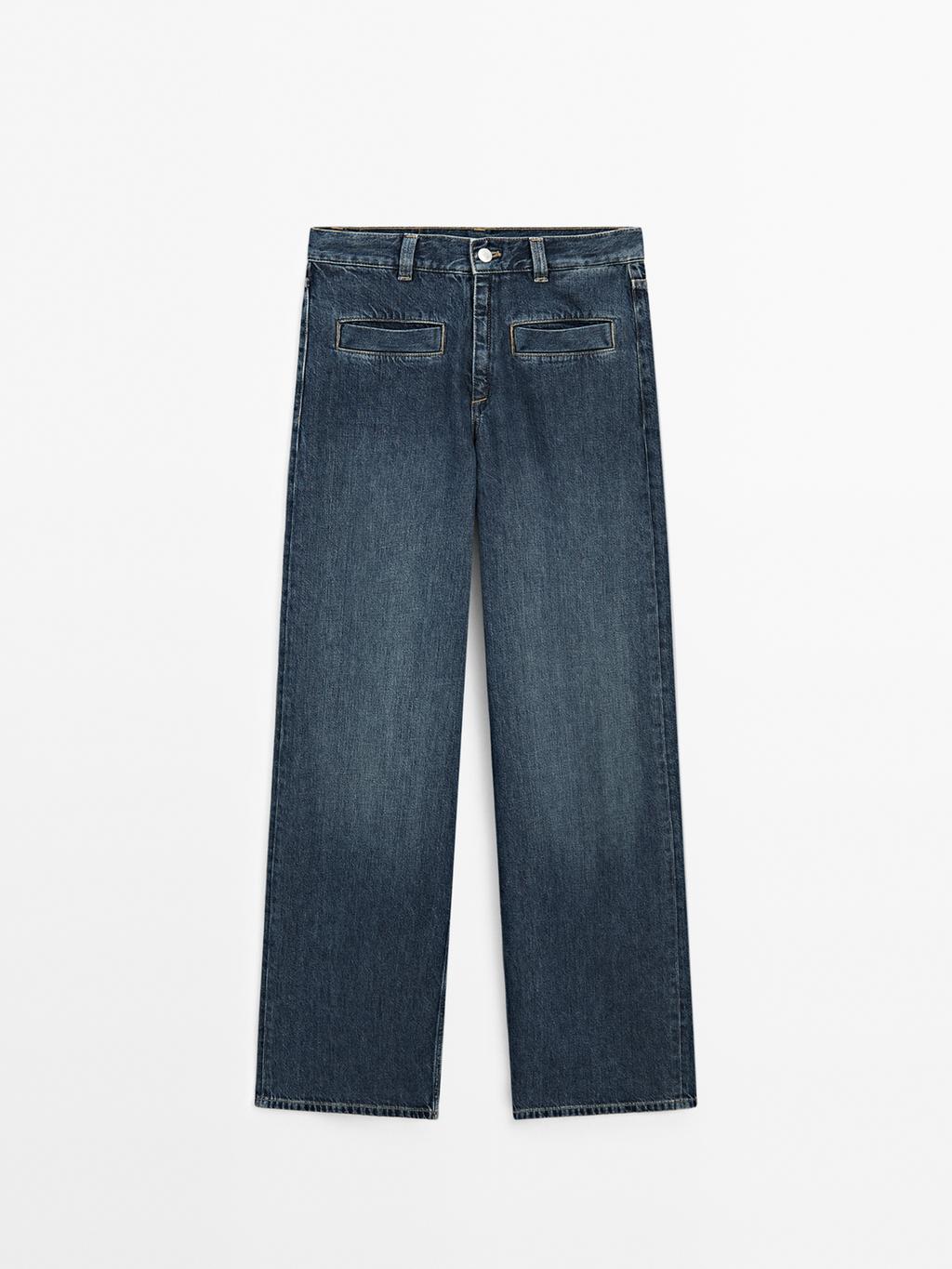 High-waist wide-leg jeans with pockets