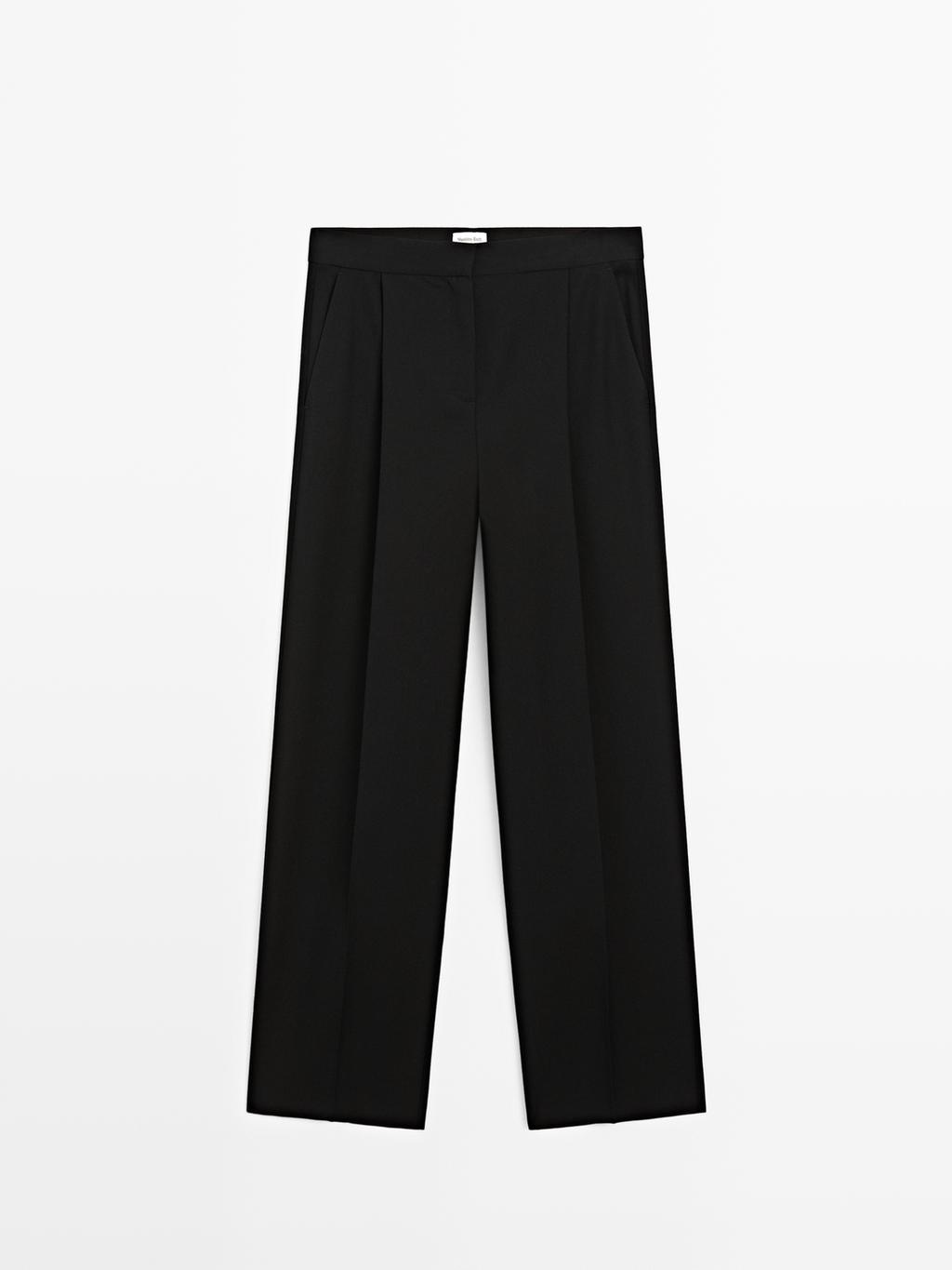 100% wool wide-leg trousers with dart - LIMITED