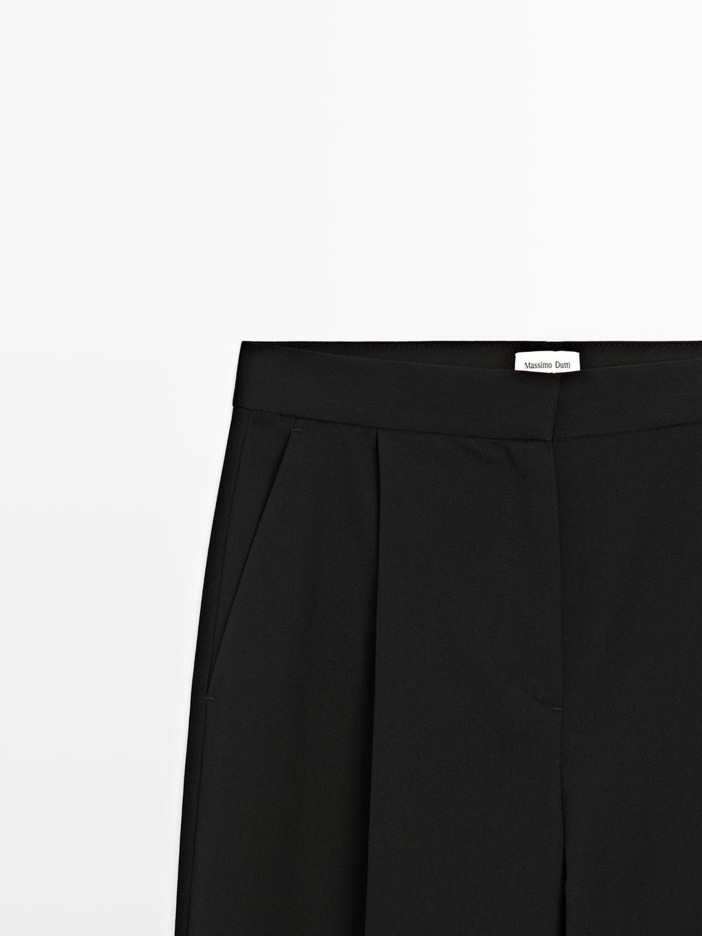 100% wool wide-leg trousers with dart - LIMITED