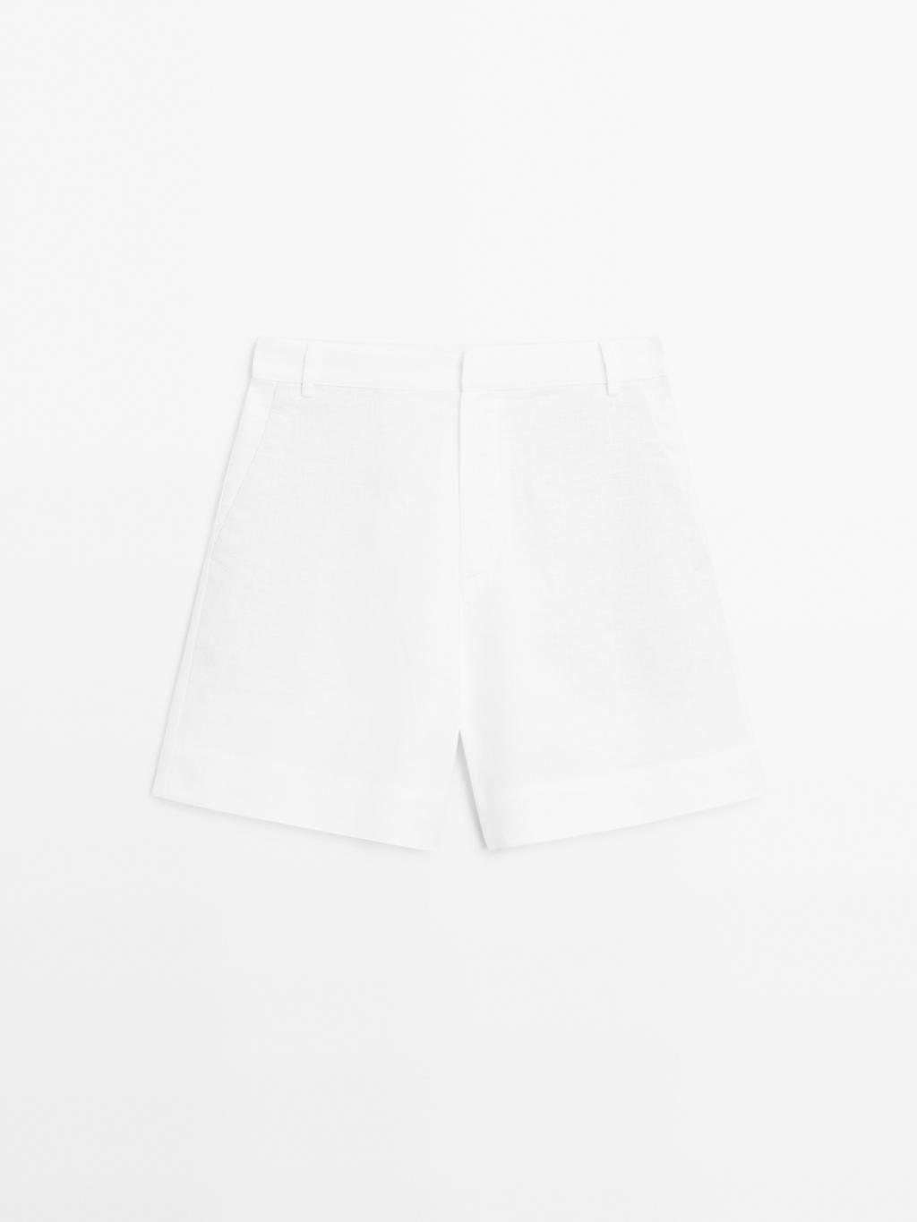 100% linen short Bermuda shorts