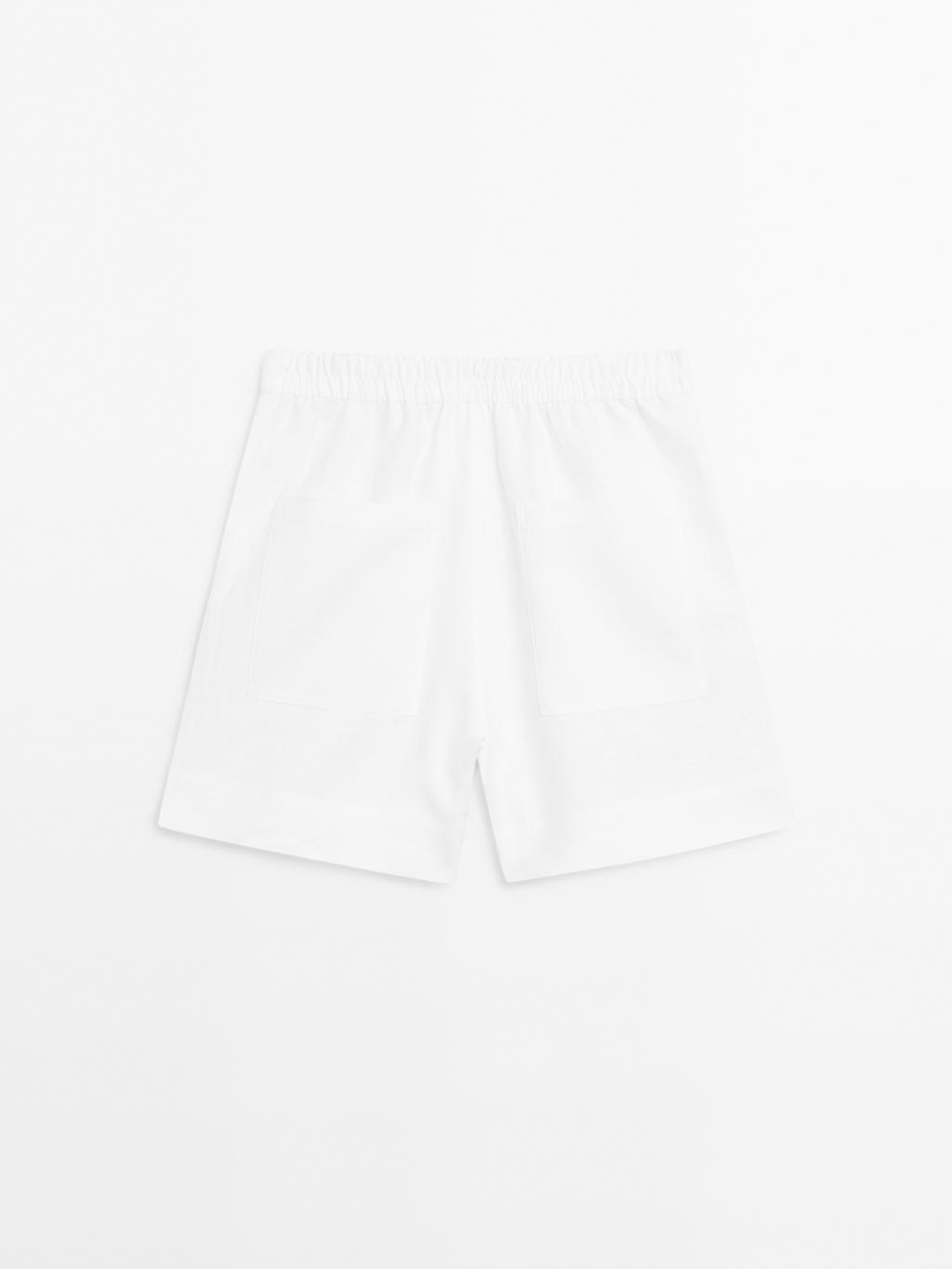 100% linen short Bermuda shorts