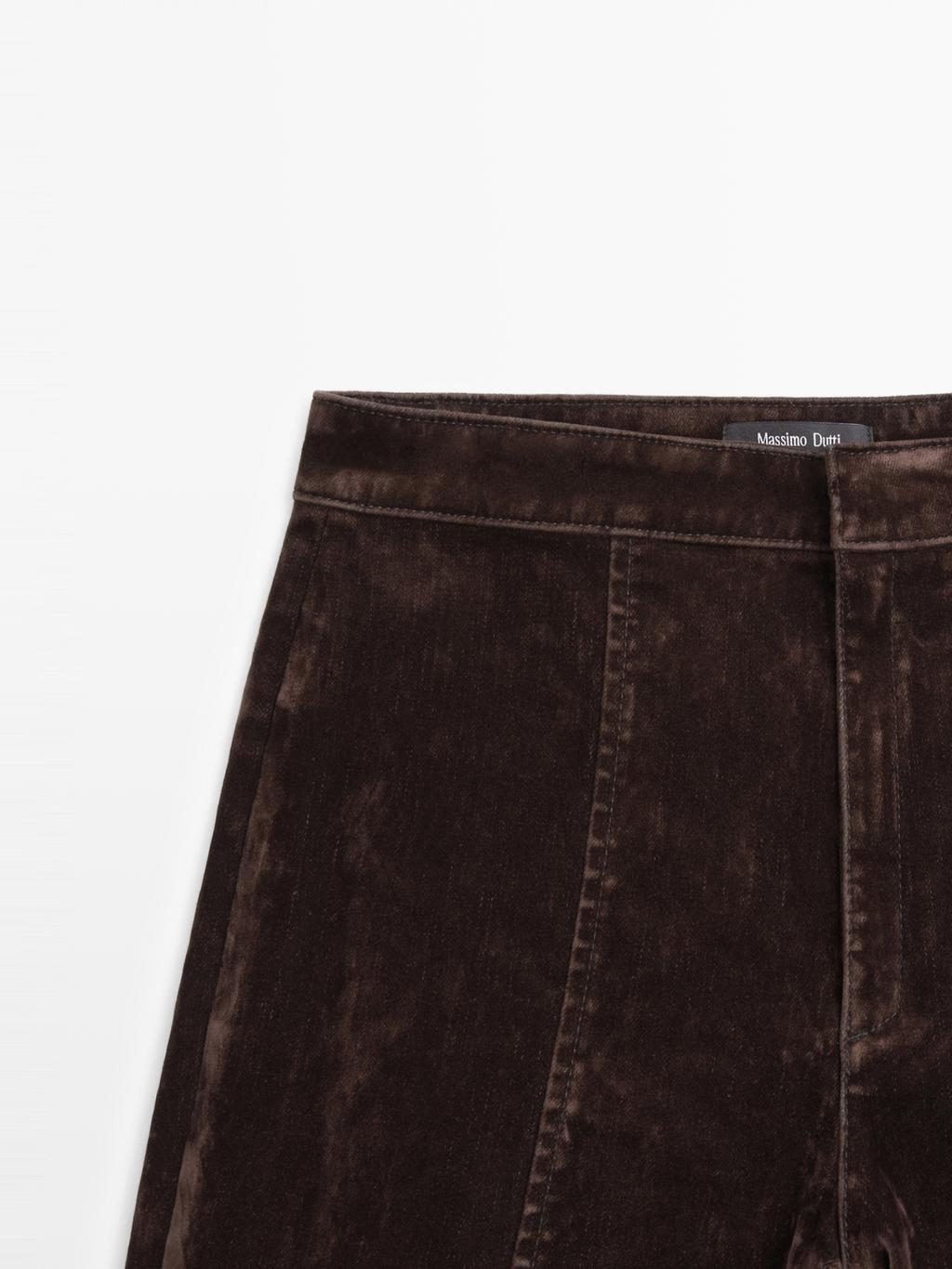 Flare fit high-waist flocked jeans