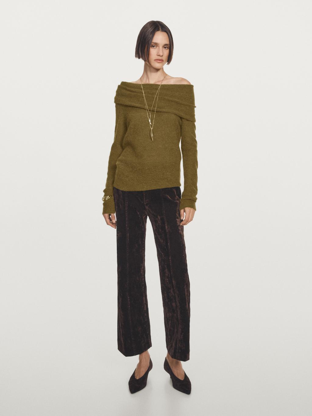 Flare fit high-waist flocked jeans