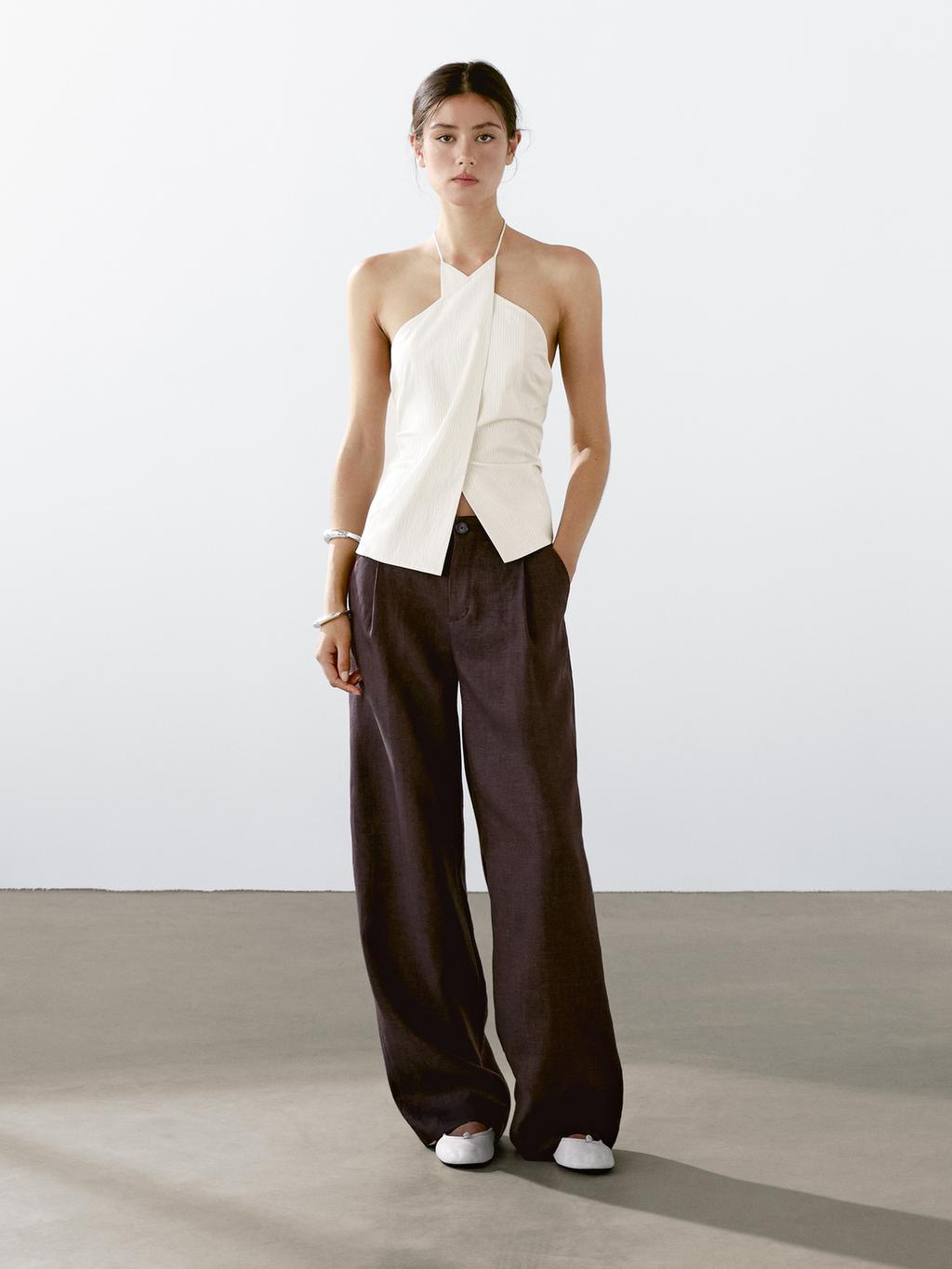 100% linen relaxed fit trousers