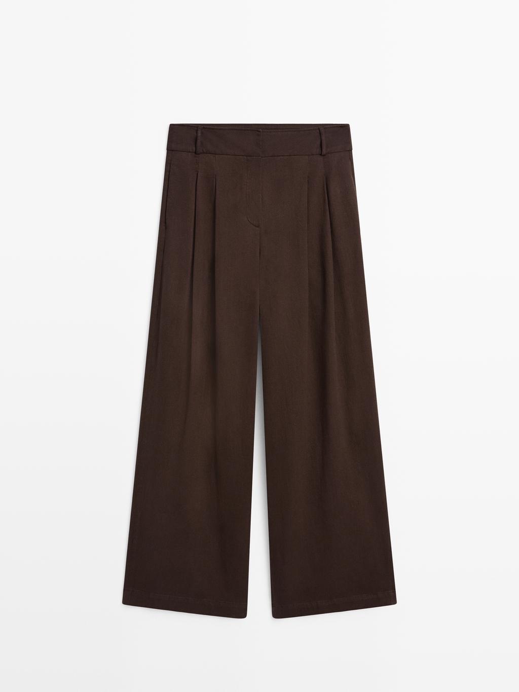 High-waist wide-leg trousers