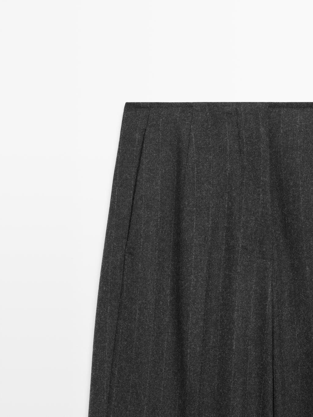 Striped wool blend trousers