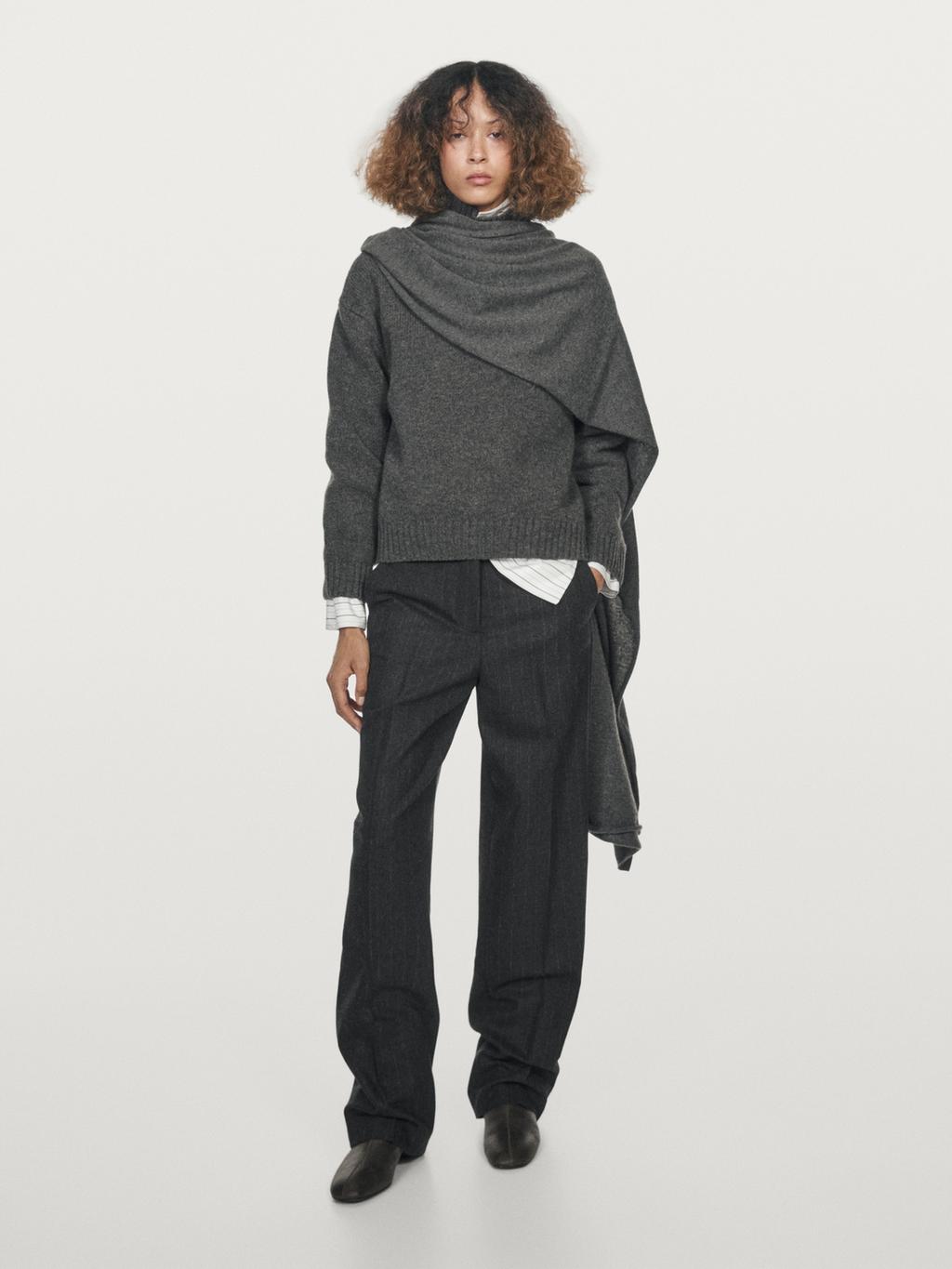 Striped wool blend trousers