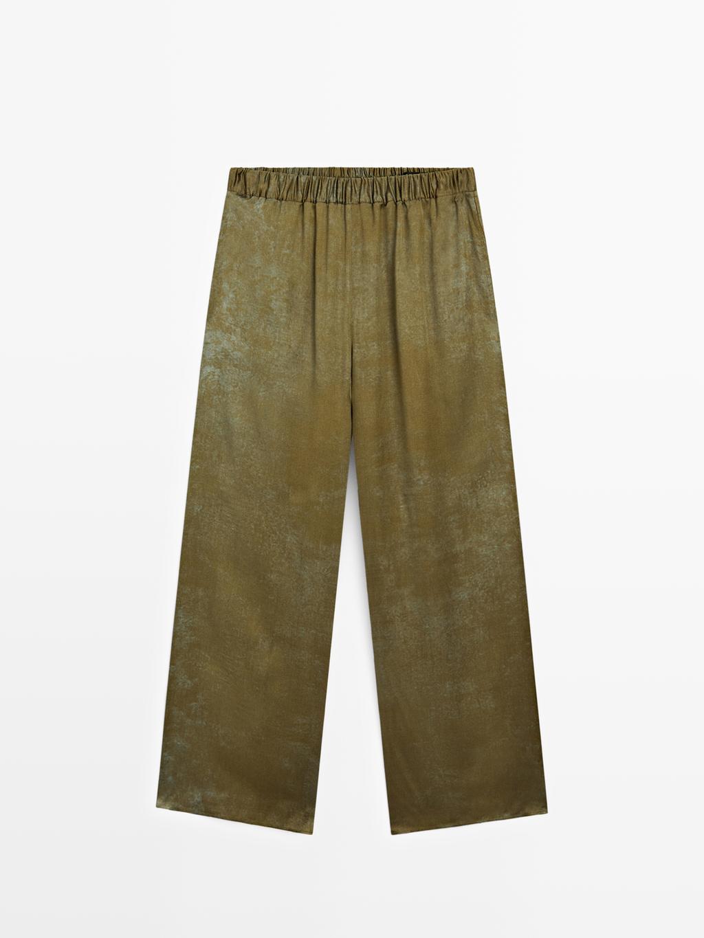 Printed flowing wide-leg trousers