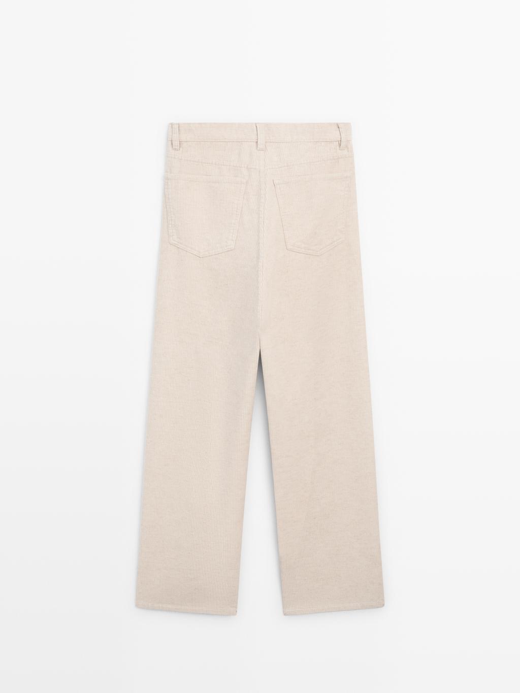 High-waist straight-leg corduroy trousers