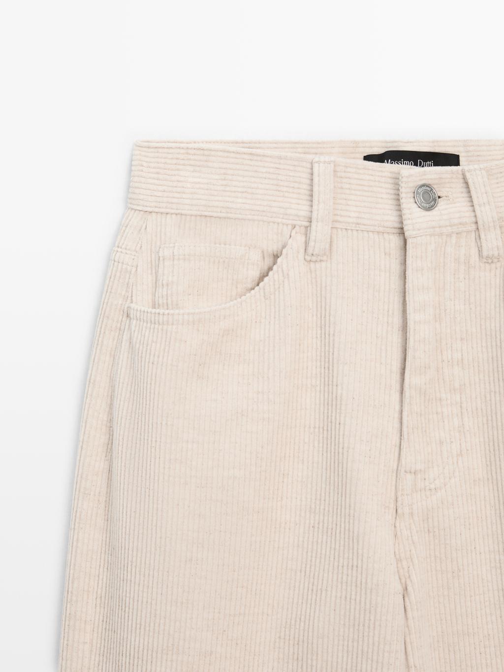 High-waist straight-leg corduroy trousers