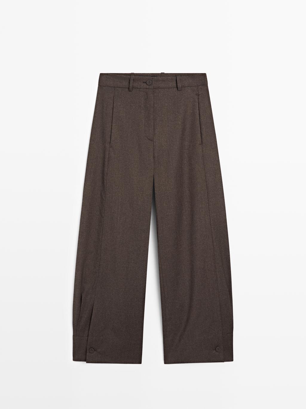 100% wool barrel fit trousers