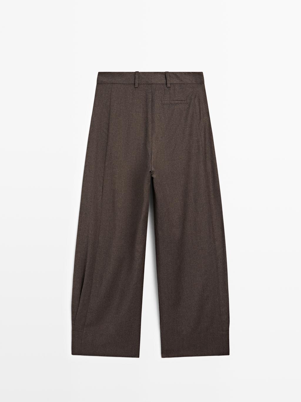 100% wool barrel fit trousers