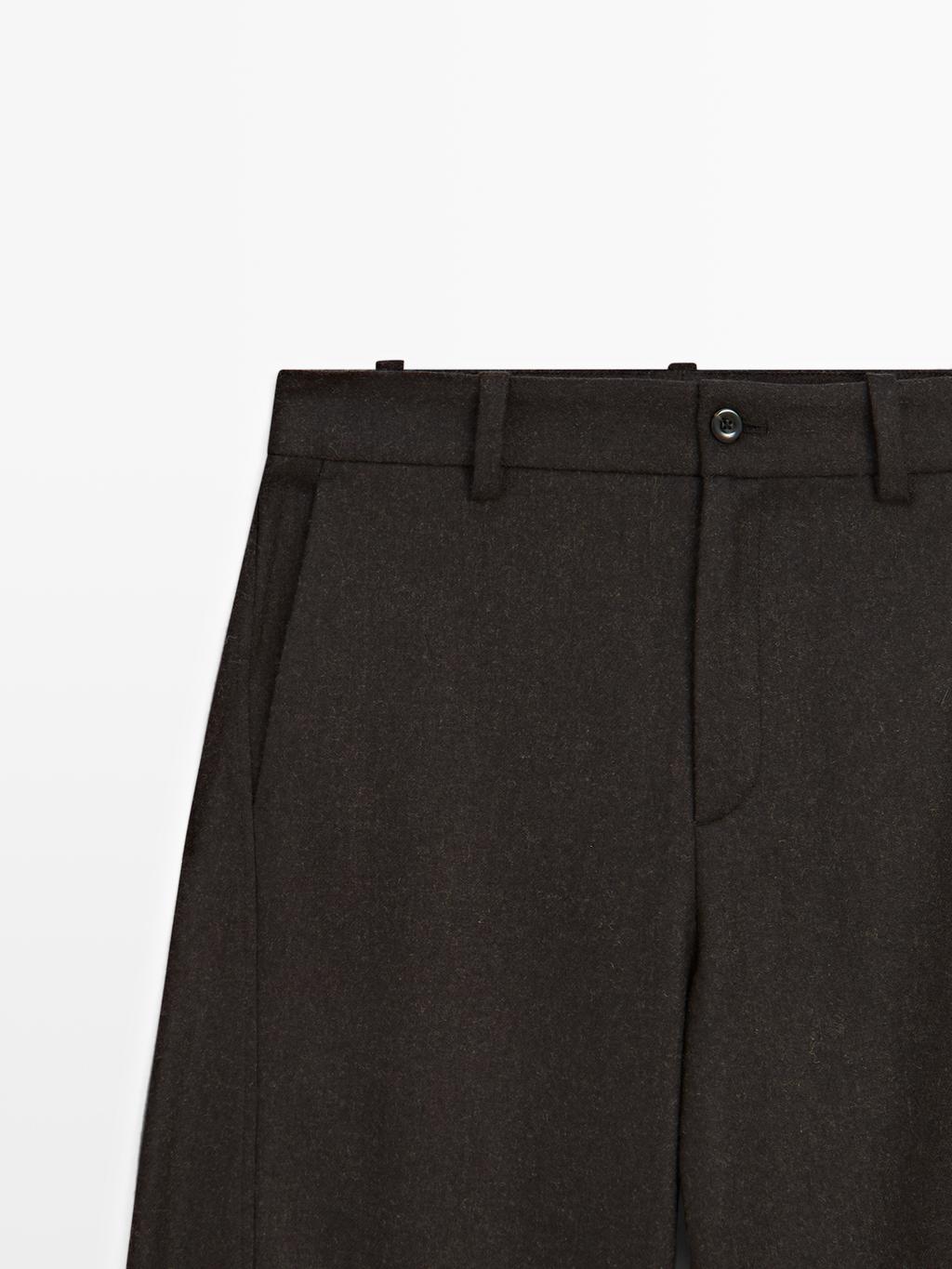 Wool blend flannel trousers