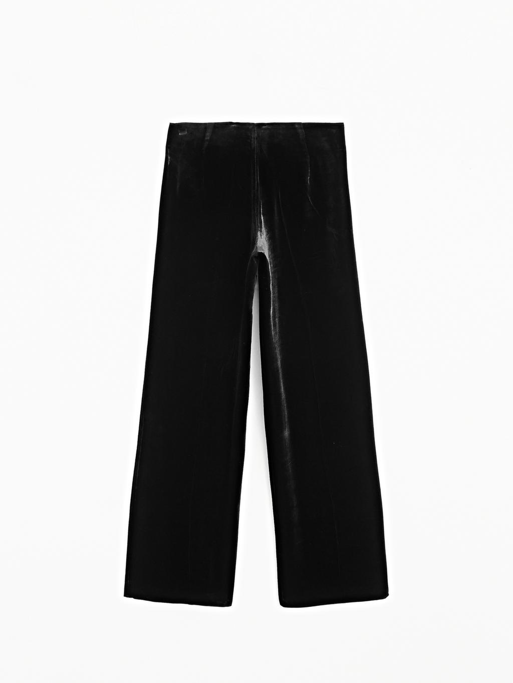 Wide-leg velvet trousers
