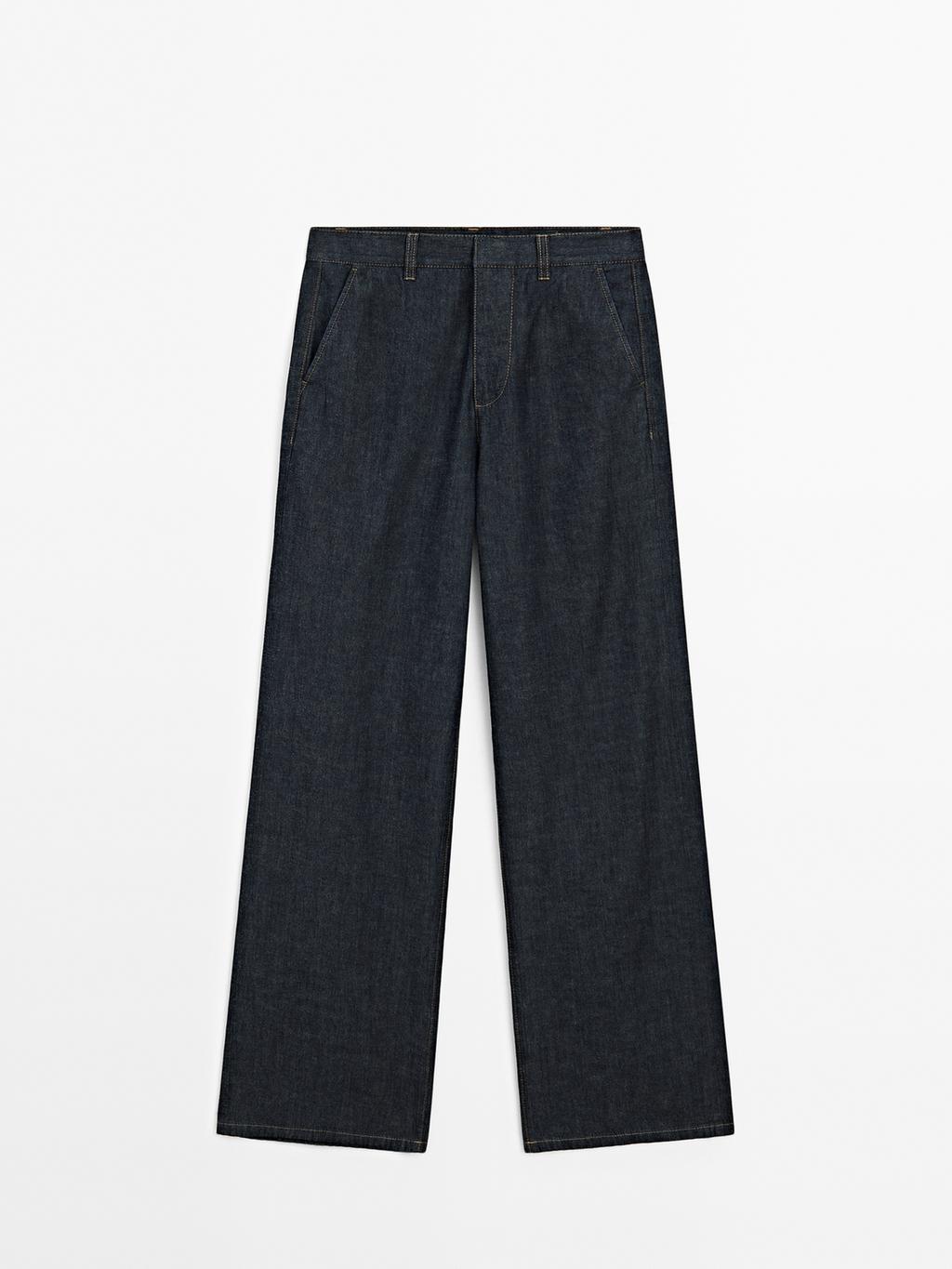 High-waist loose straight-leg jeans