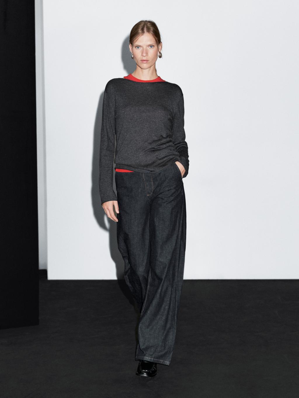 High-waist loose straight-leg jeans