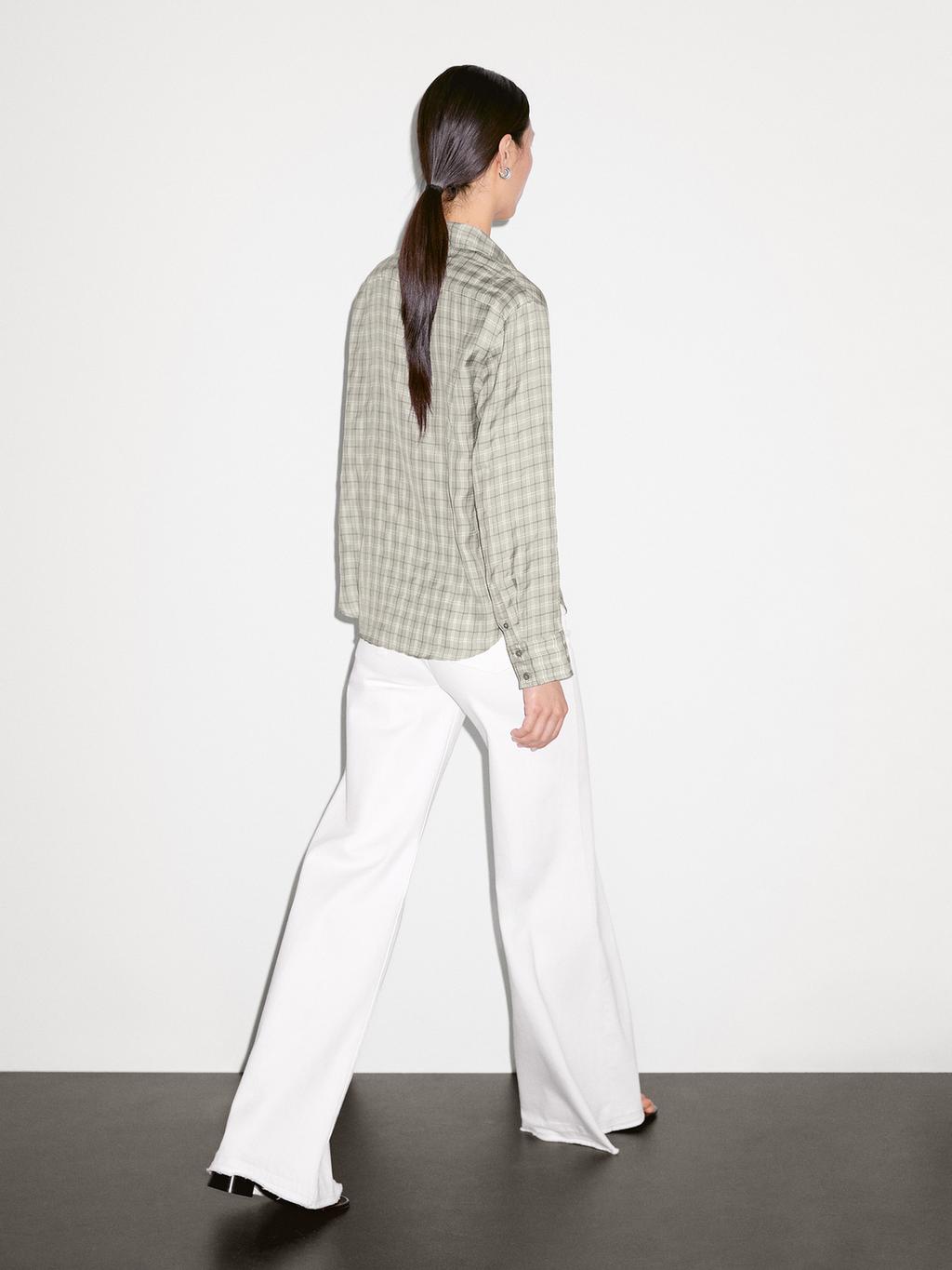 Flowing 100% cupro check shirt