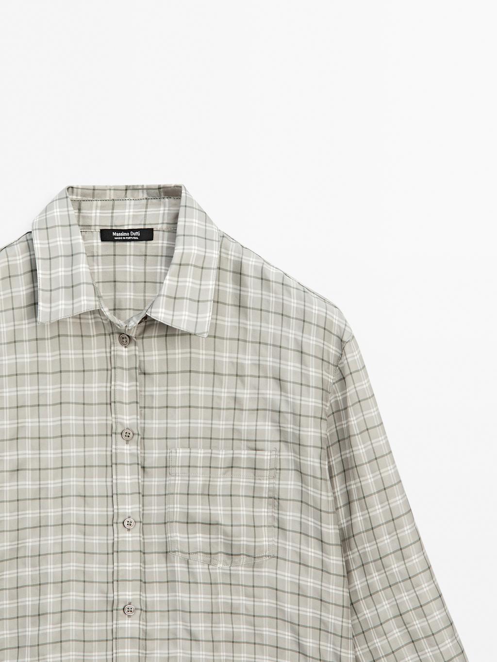 Flowing 100% cupro check shirt