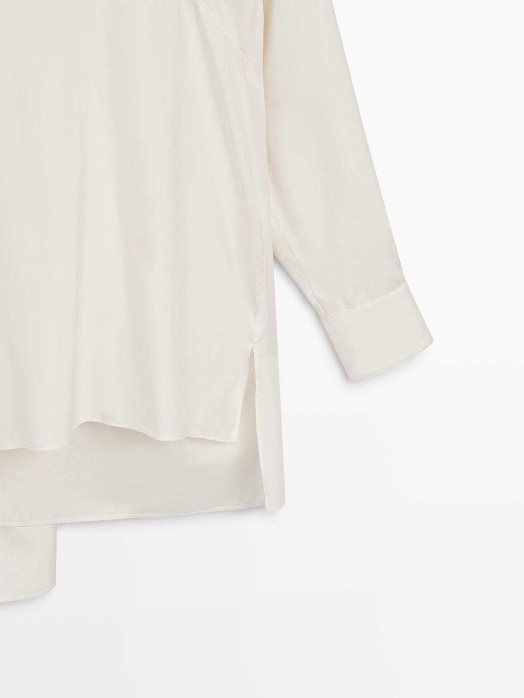 Silk blend blouse with tie detail - LIMITED