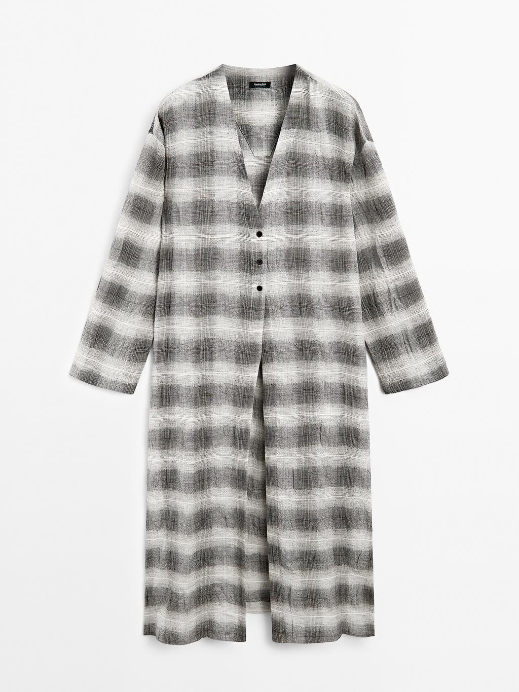 Long check tunic dress