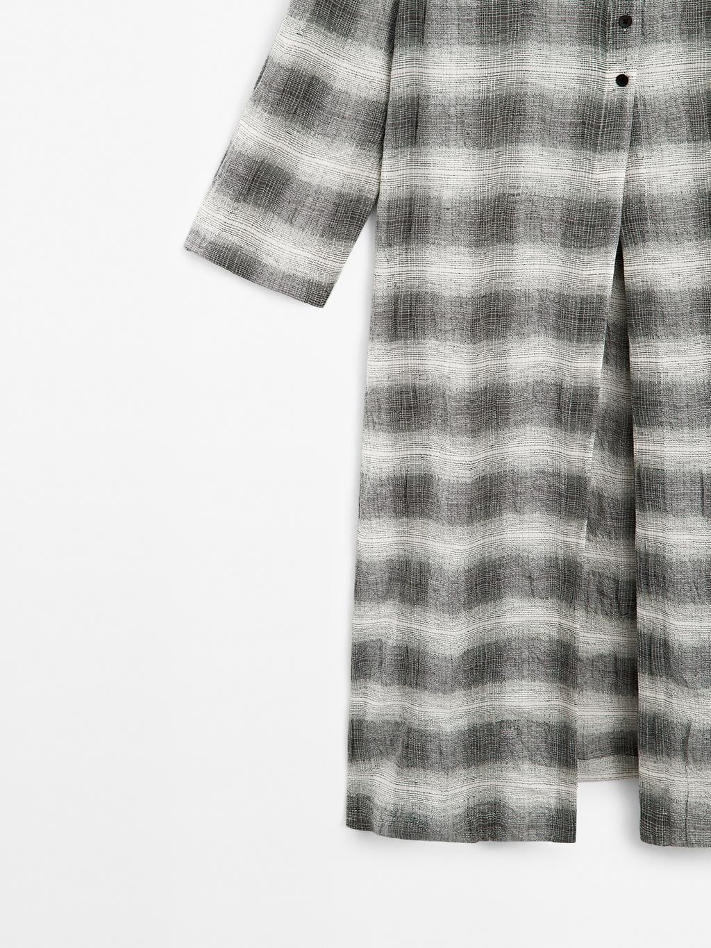 Long check tunic dress