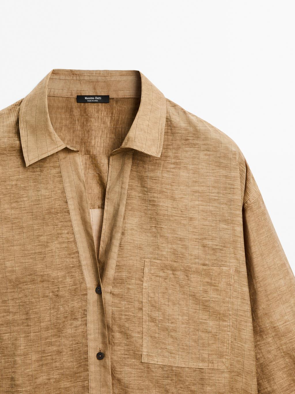 Striped cotton blend shirt