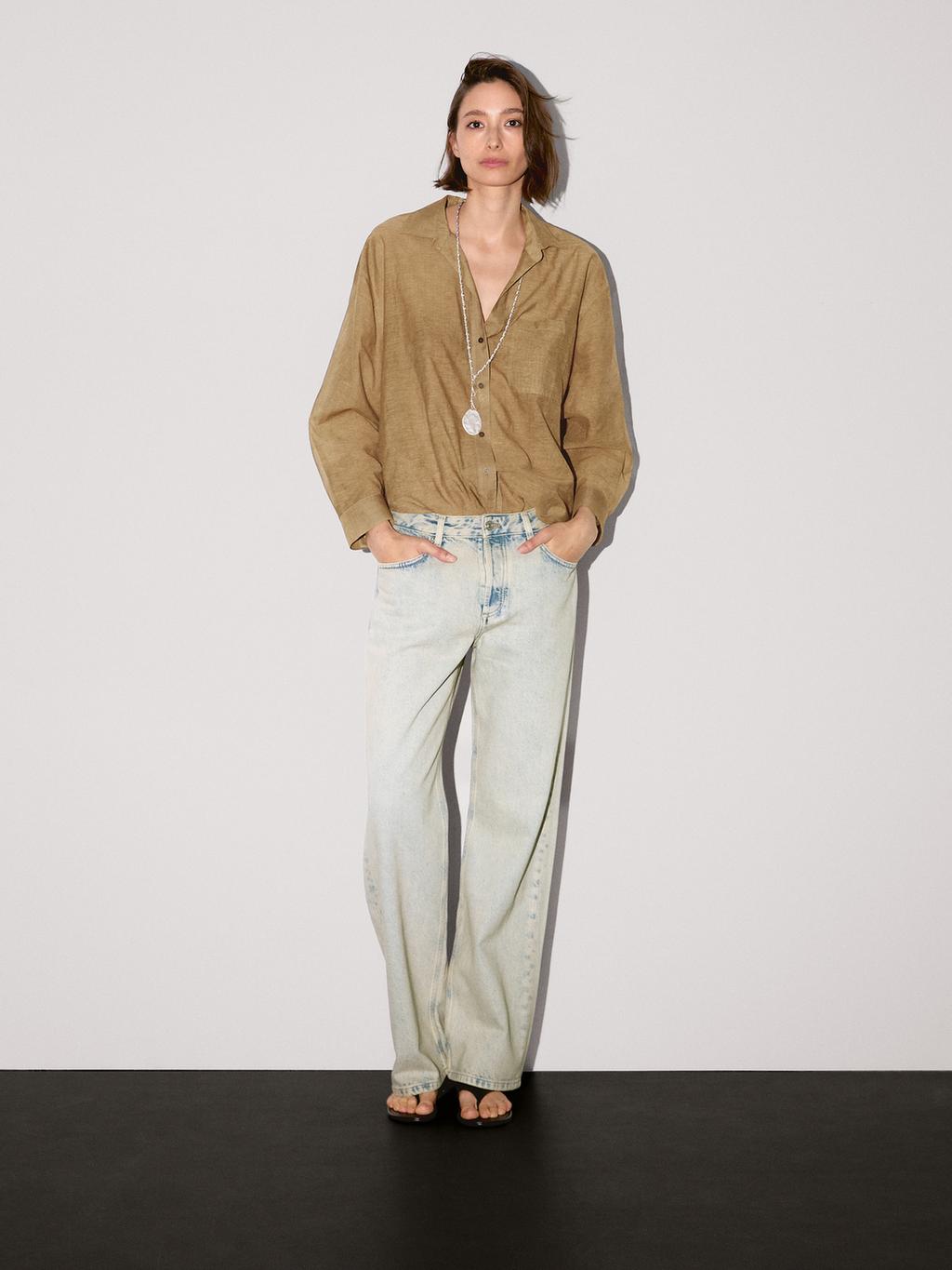 Striped cotton blend shirt